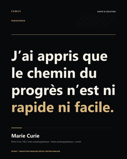 Citation de Marie Curie sur le chemin du progrès
