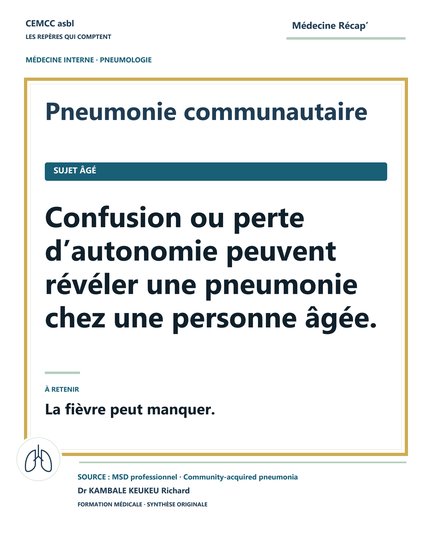 Pneumonie communautaire · Sujet âgé