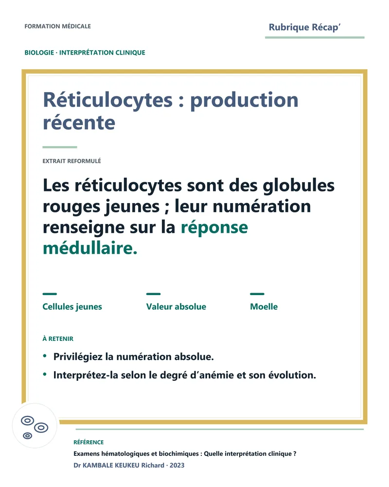 Réticulocytes : production récente