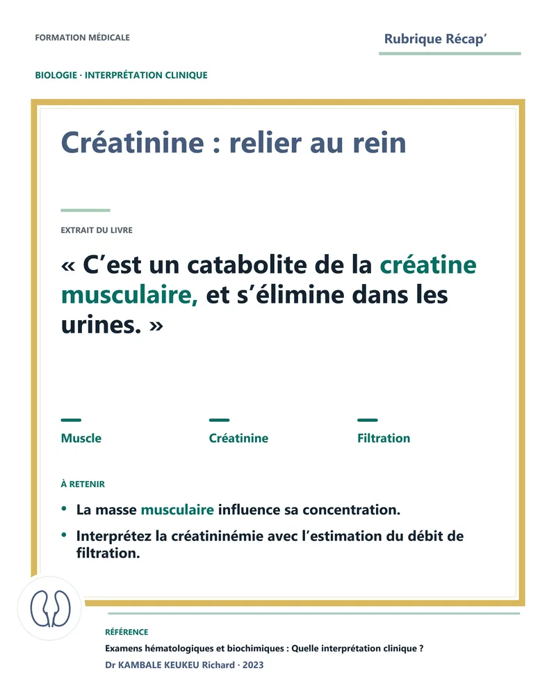 Créatinine : relier au rein