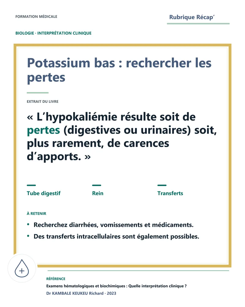 Potassium bas : rechercher les pertes