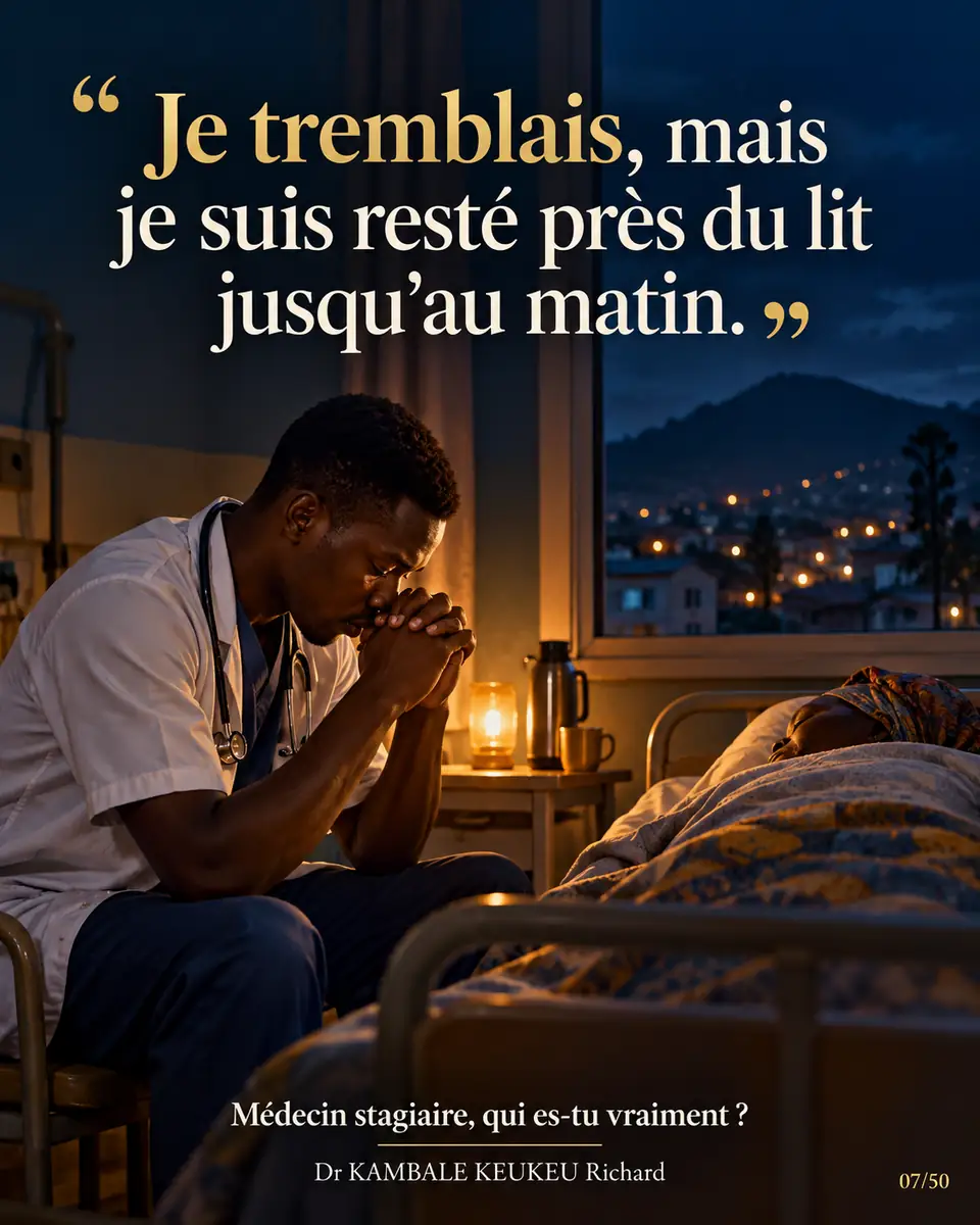 Je tremblais, mais je suis resté près du lit jusqu'au matin.